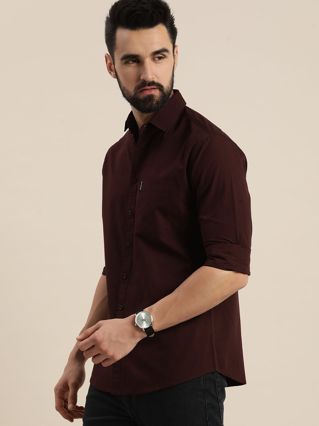Mens Plain Full Sleeve Shirt With Pocket
