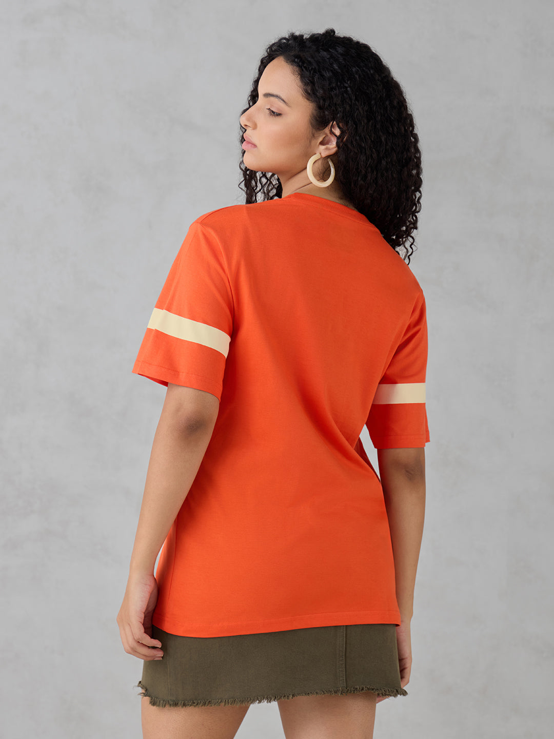 Womens Half Sleeve Puff Printed Oversized Fit Tshirt