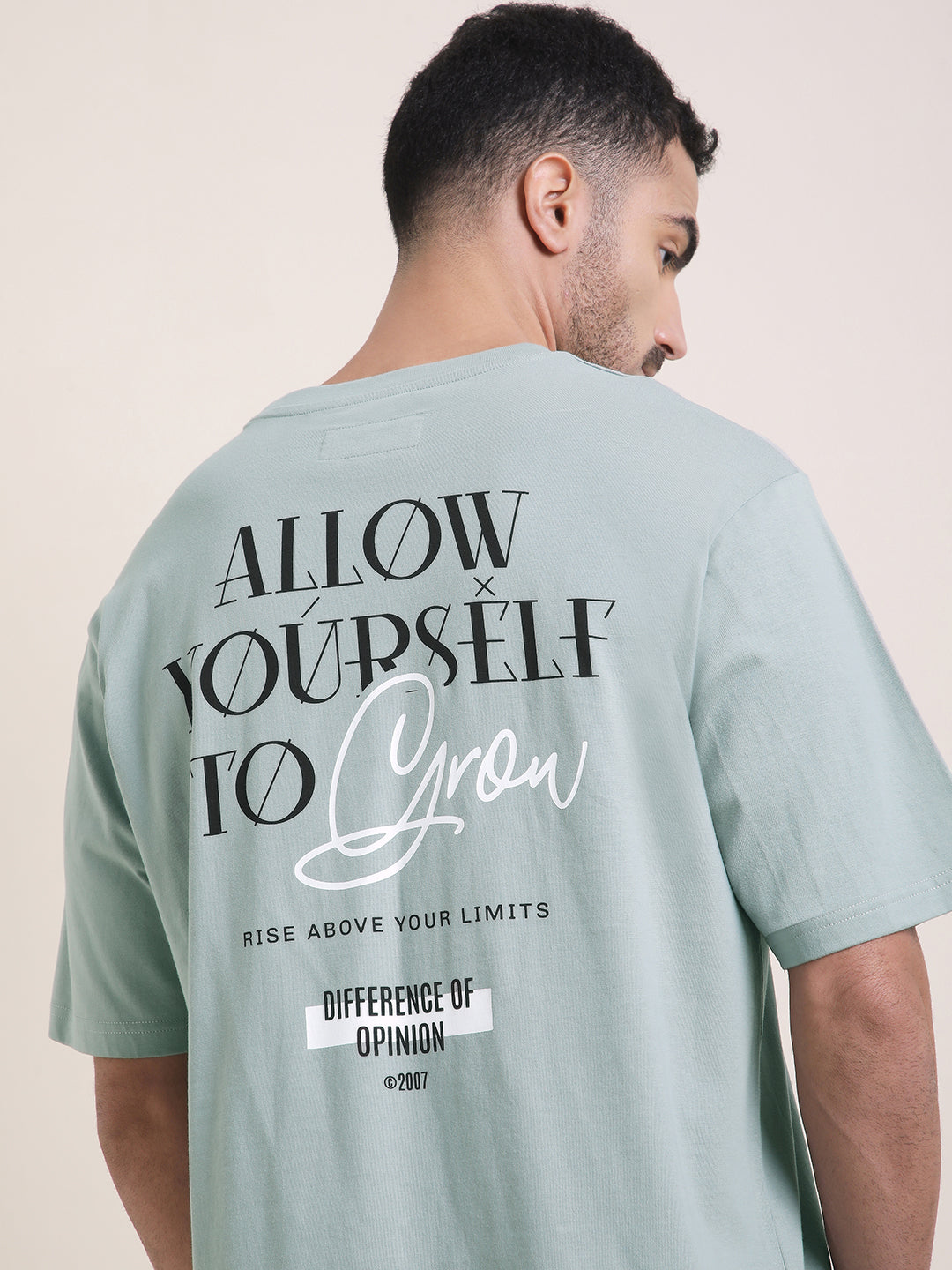 Mens Half Sleeve Round Neck Back Printed Oversized Fit Tshirts