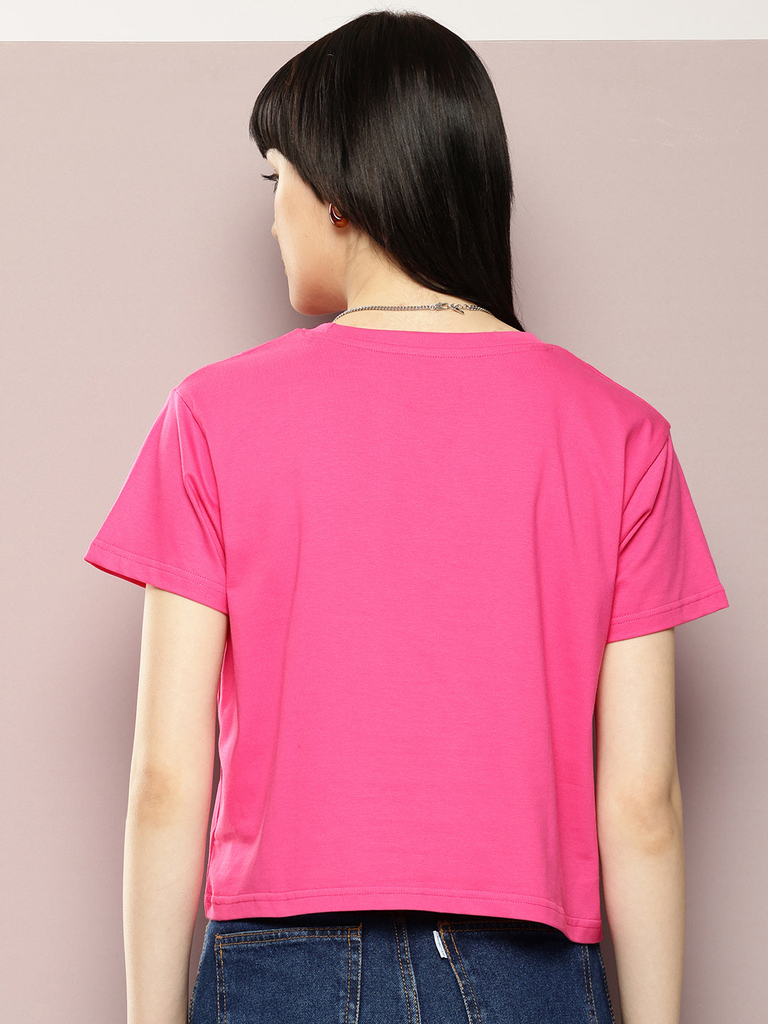 Womens Half Sleeve Round Neck Solid Boxy Fit Tshirts