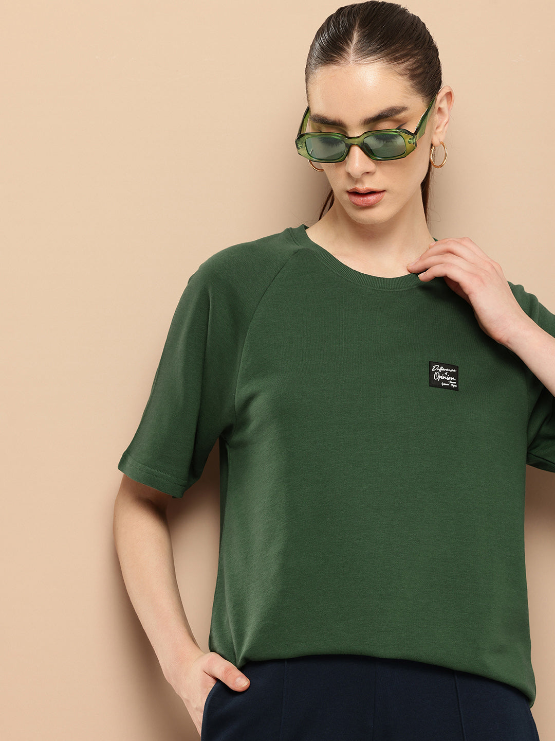 Womens Half Sleeve Round Neck Solid Oversized Fit Tshirts