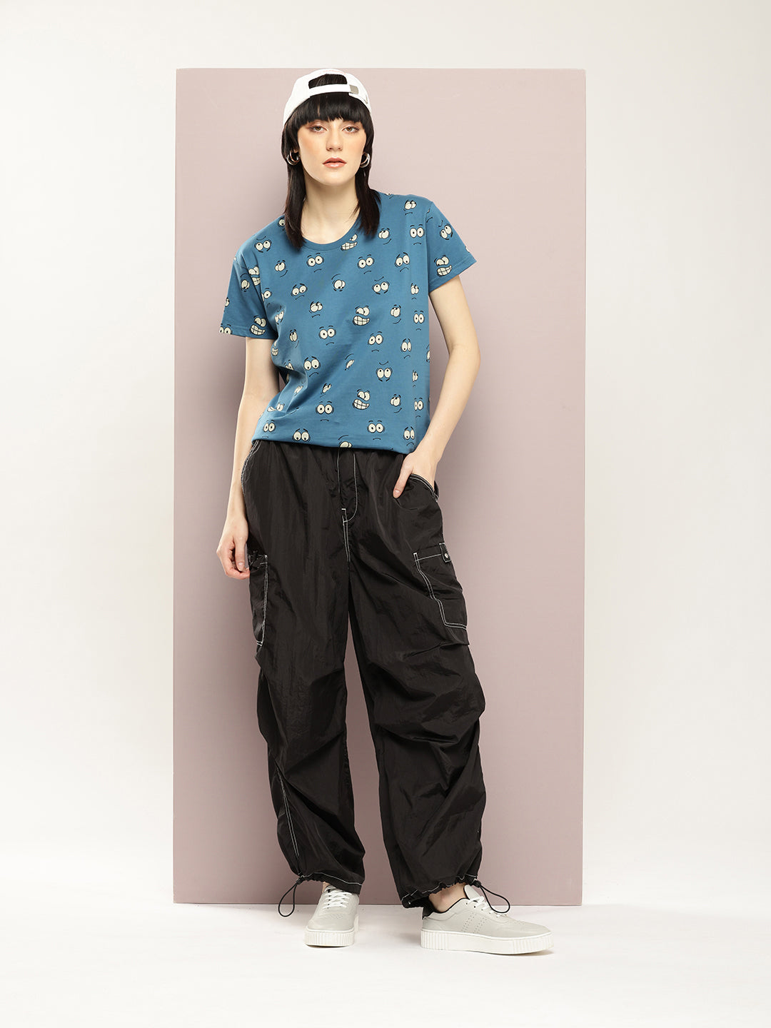 Womens Half Sleeve Round Neck All-Over Printed Boxy Fit Tshirts