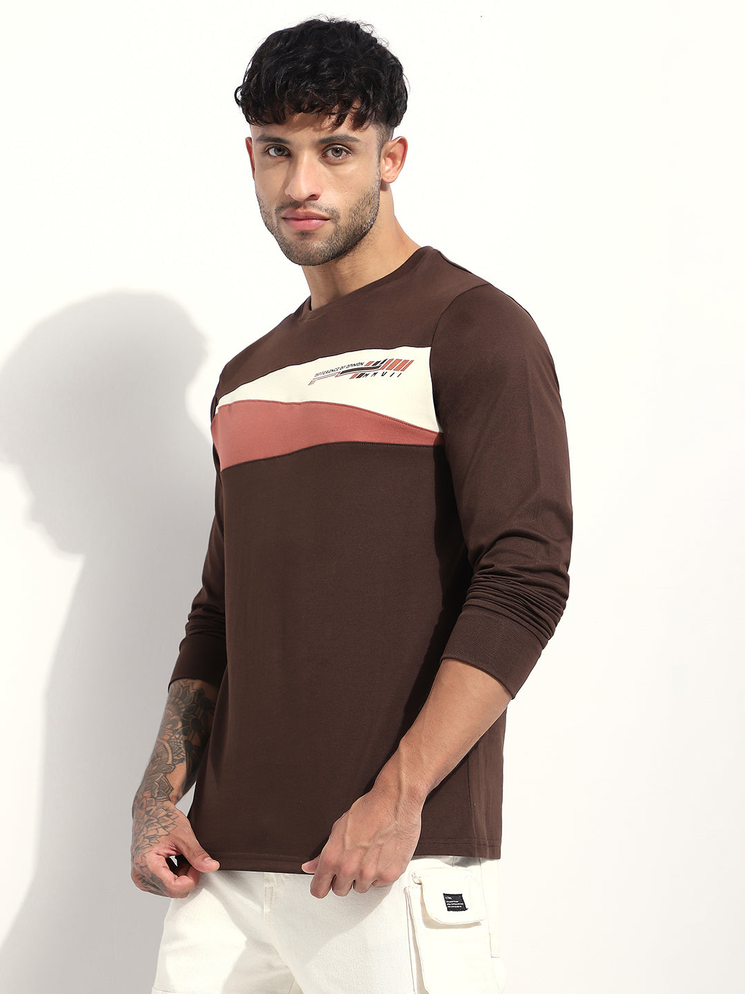 Mens Full Sleeve Round Neck Printed Regular Fit Tshirts