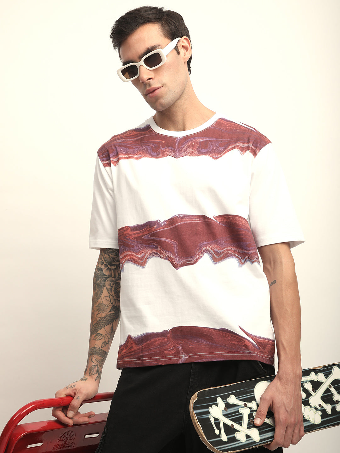 Mens Half Sleeve Round Neck Printed Oversized Fit Tshirts