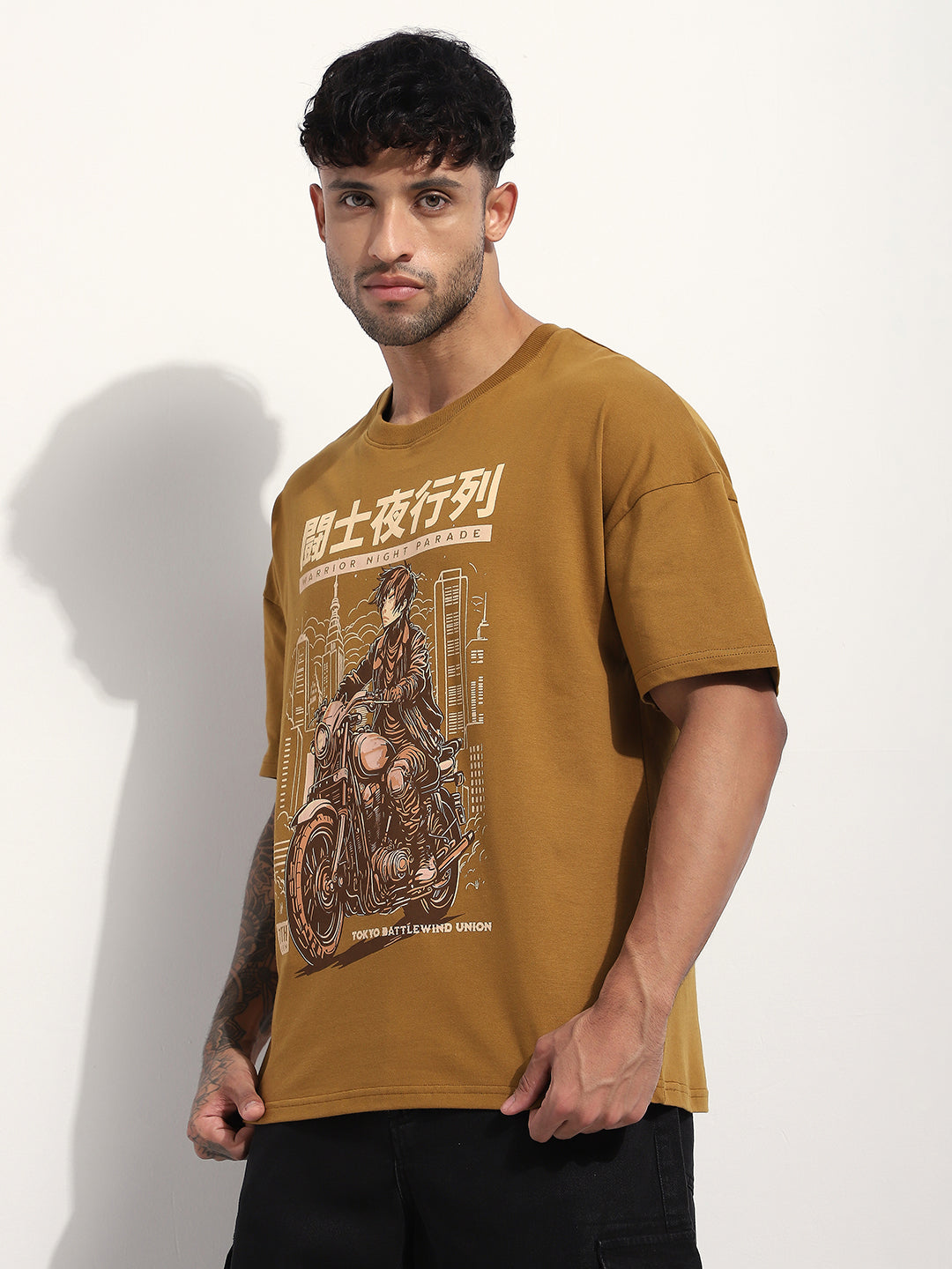 Mens Half Sleeve Drop Shoulder Printed Oversized Fit T-Shirts