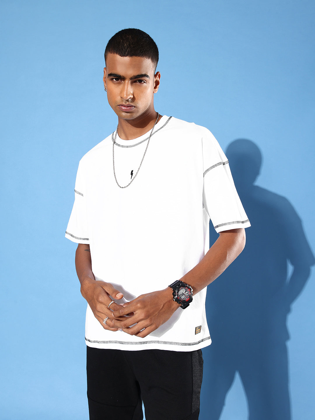 Mens Half Sleeve Drop Shoulder Plain Oversized Fit T-Shirts