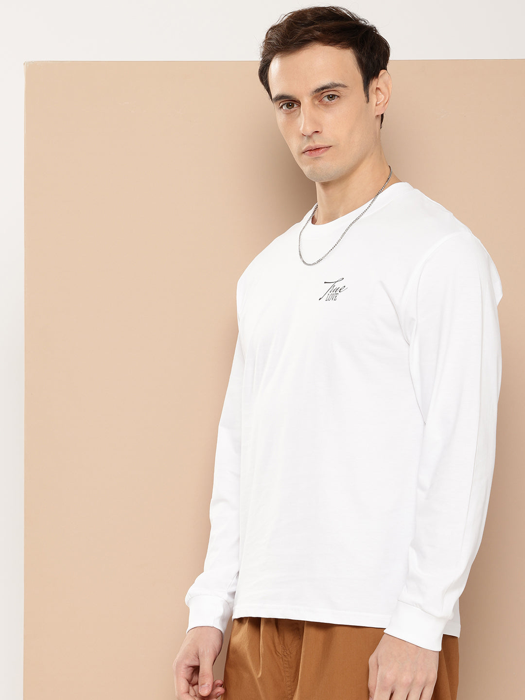 Mens Full Sleeve Round Neck Back Printed Oversized Fit Tshirts