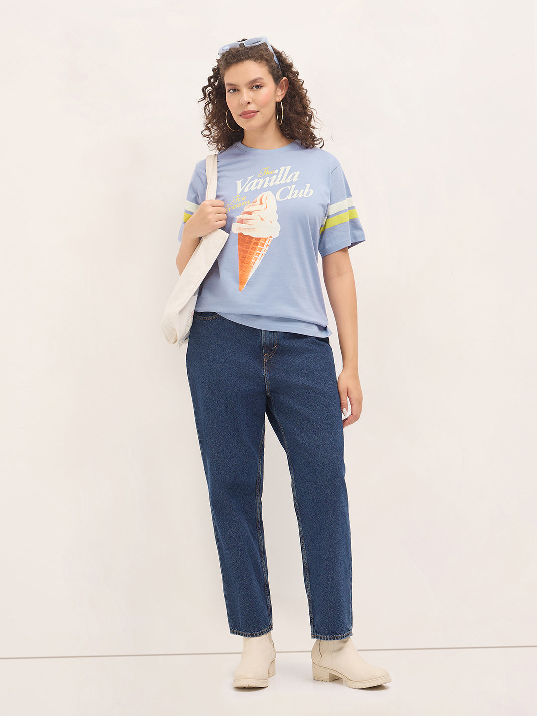 Womens Half Sleeve Round Neck Printed Oversized Fit Tshirts
