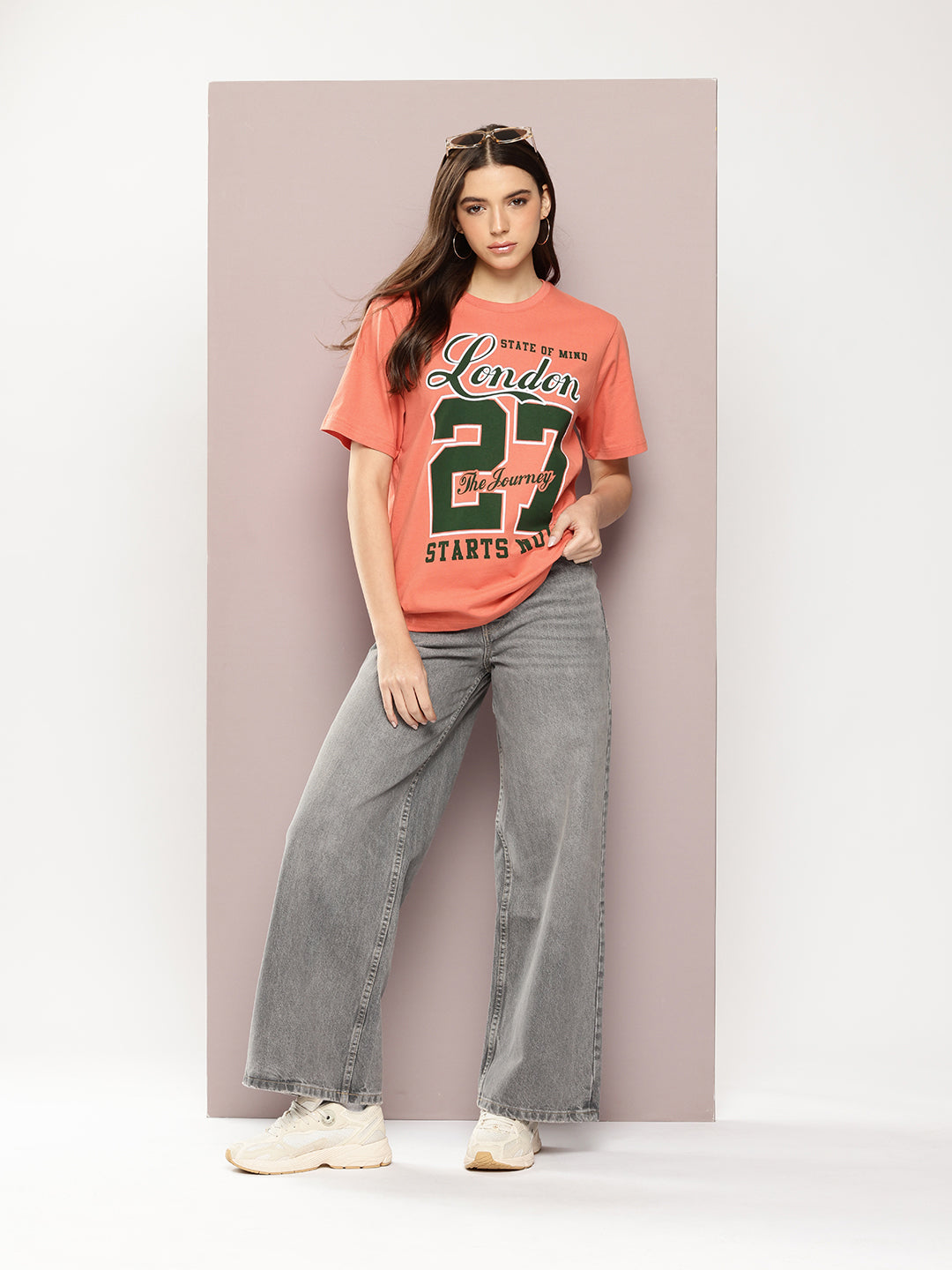 Womens Half Sleeve Round Neck Printed Oversized Fit Tshirts
