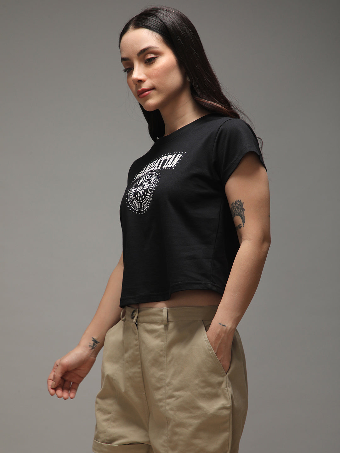 Womens Half Sleeve Round Neck Printed Regular Fit Tshirts