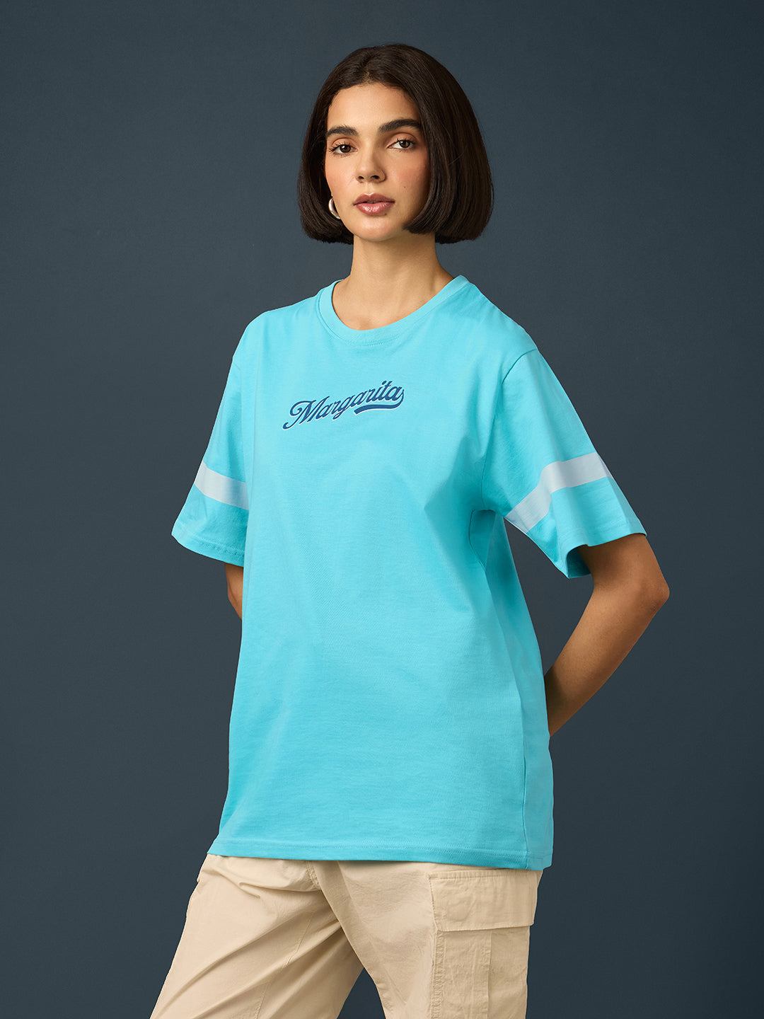 Womens Short Sleeve Printed Oversized Fit Tshirt 