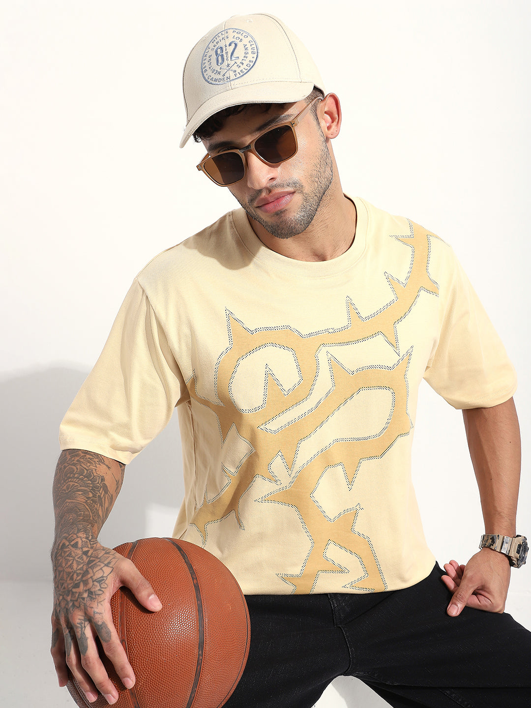 Mens Half Sleeve Round Neck Printed Oversized Fit Tshirts