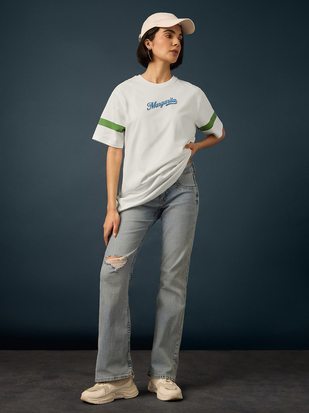 Womens Short Sleeve Printed Oversized Fit Tshirt 