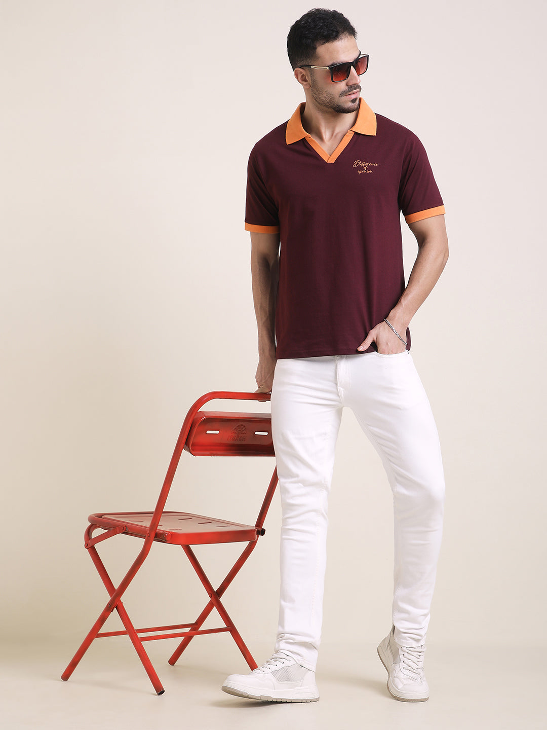Mens Half Sleeve Polo Neck Back Printed Relaxed Fit Tshirts