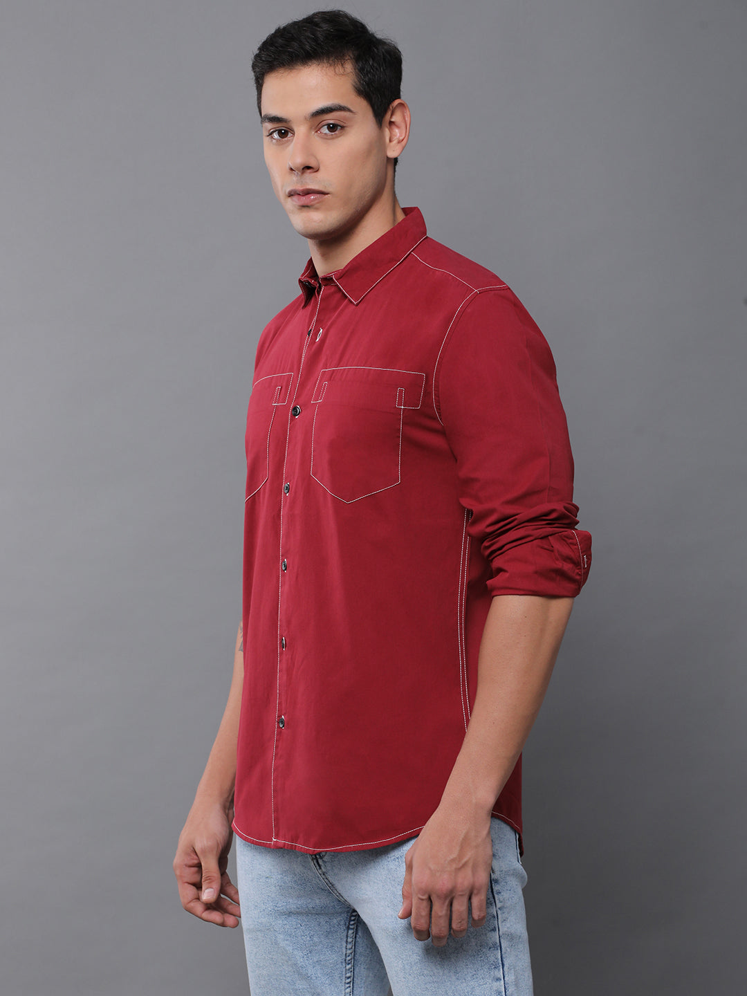 Men Plain Full Sleeve Casual Shirt With Pocket