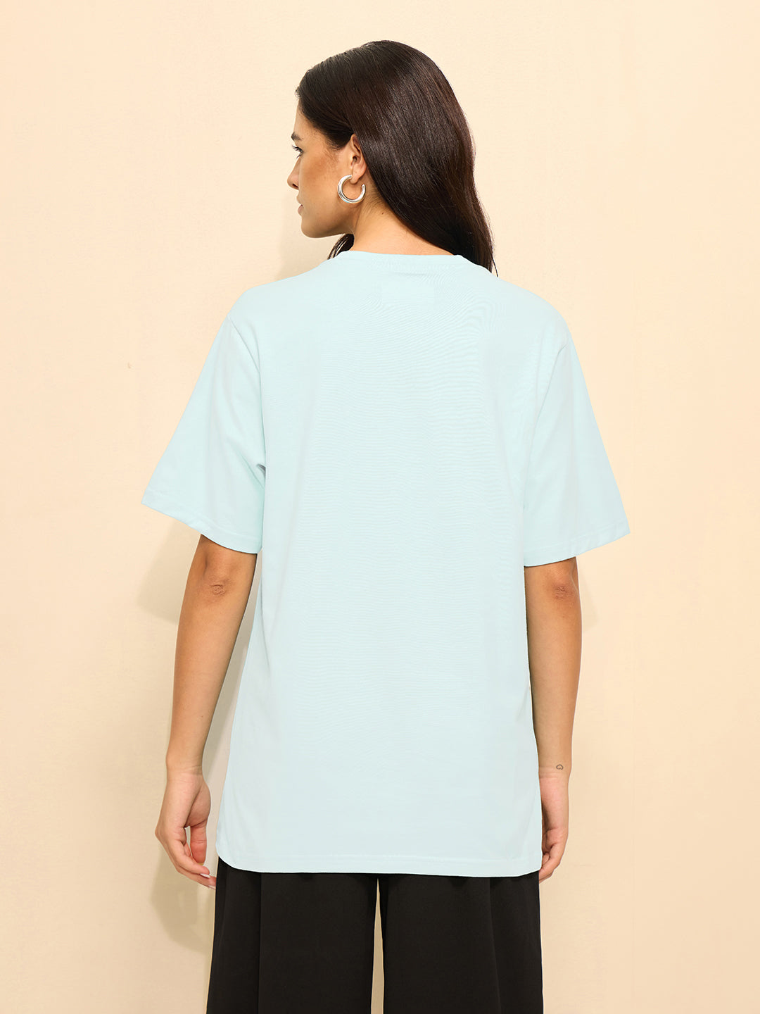 Womens Puff Printed Oversized Fit Cotton T-Shirt