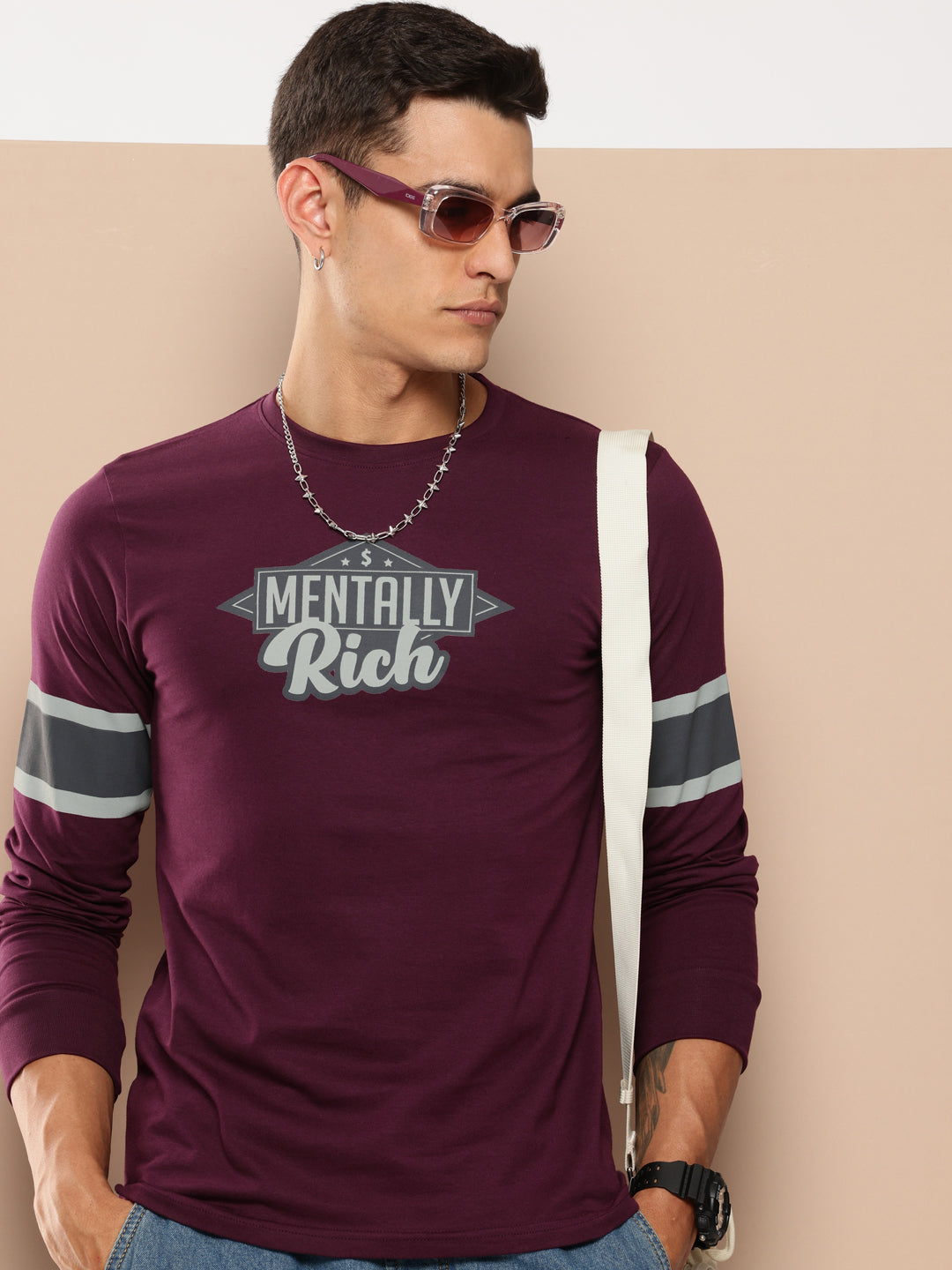 Mens Full Sleeve Round Neck Printed Regular Fit Tshirts