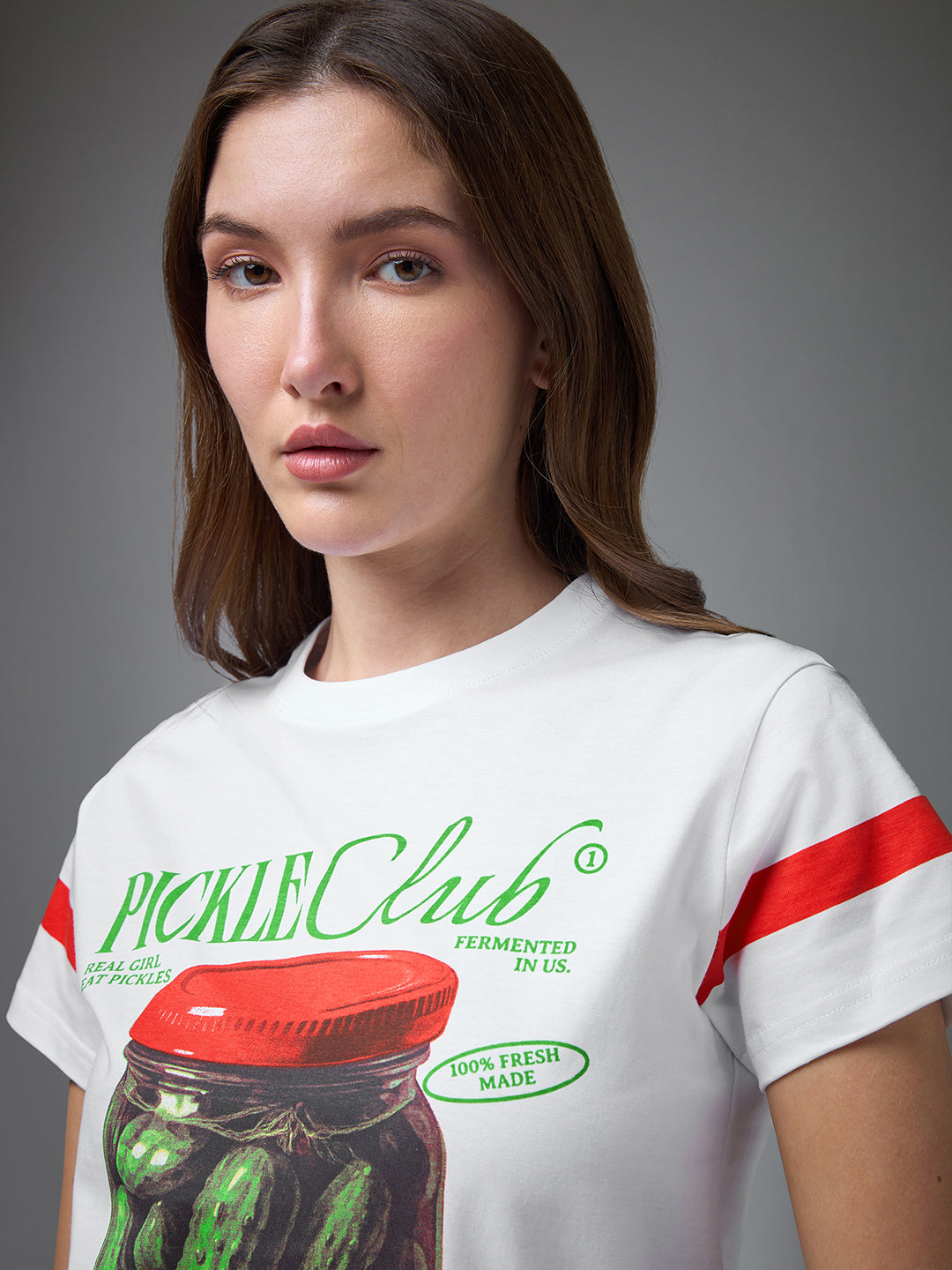 Womens Printed Round Neck Regular Fit Tshirt