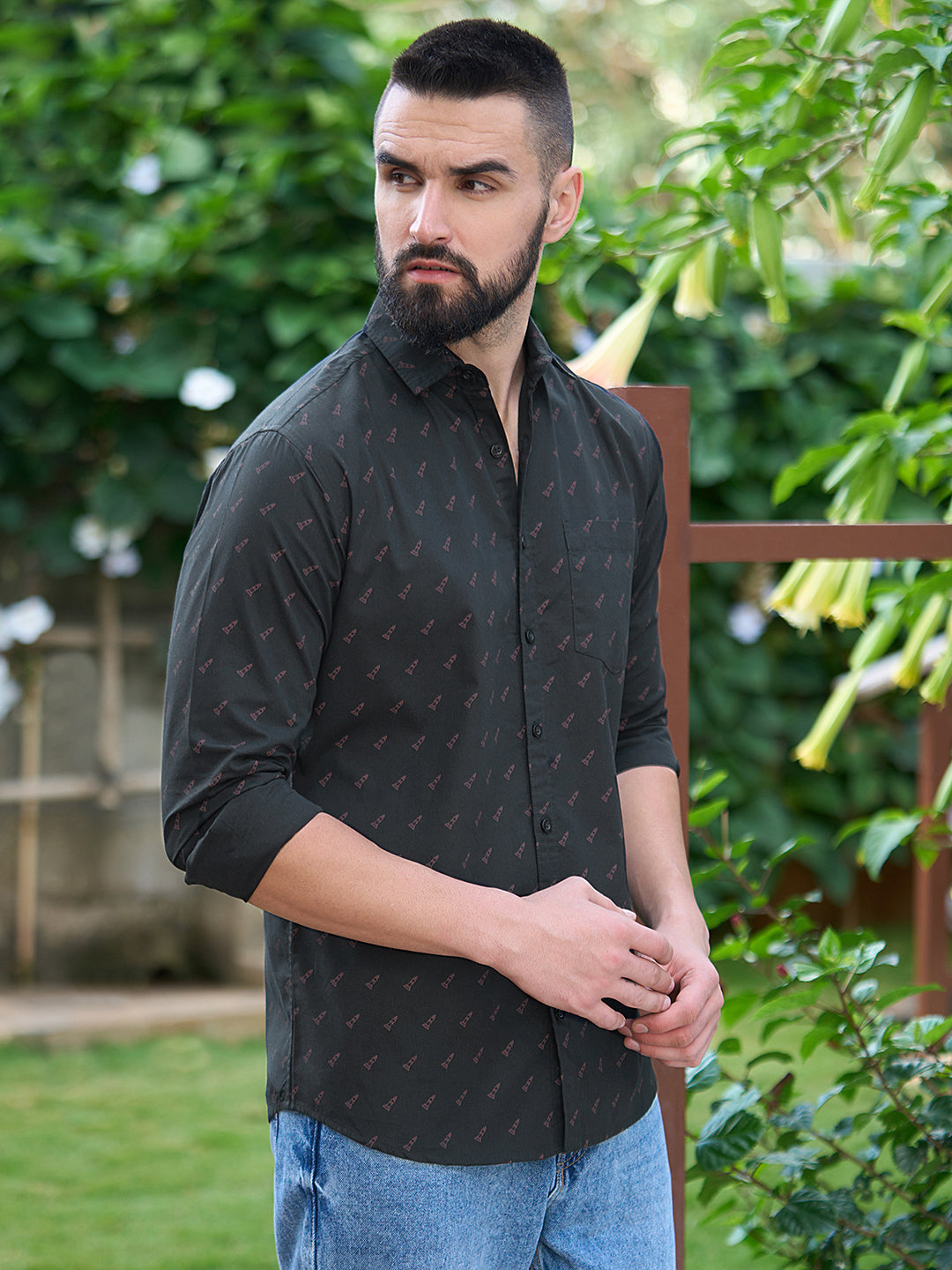 Men All Over Printed Full Sleeve Shirt With Pocket