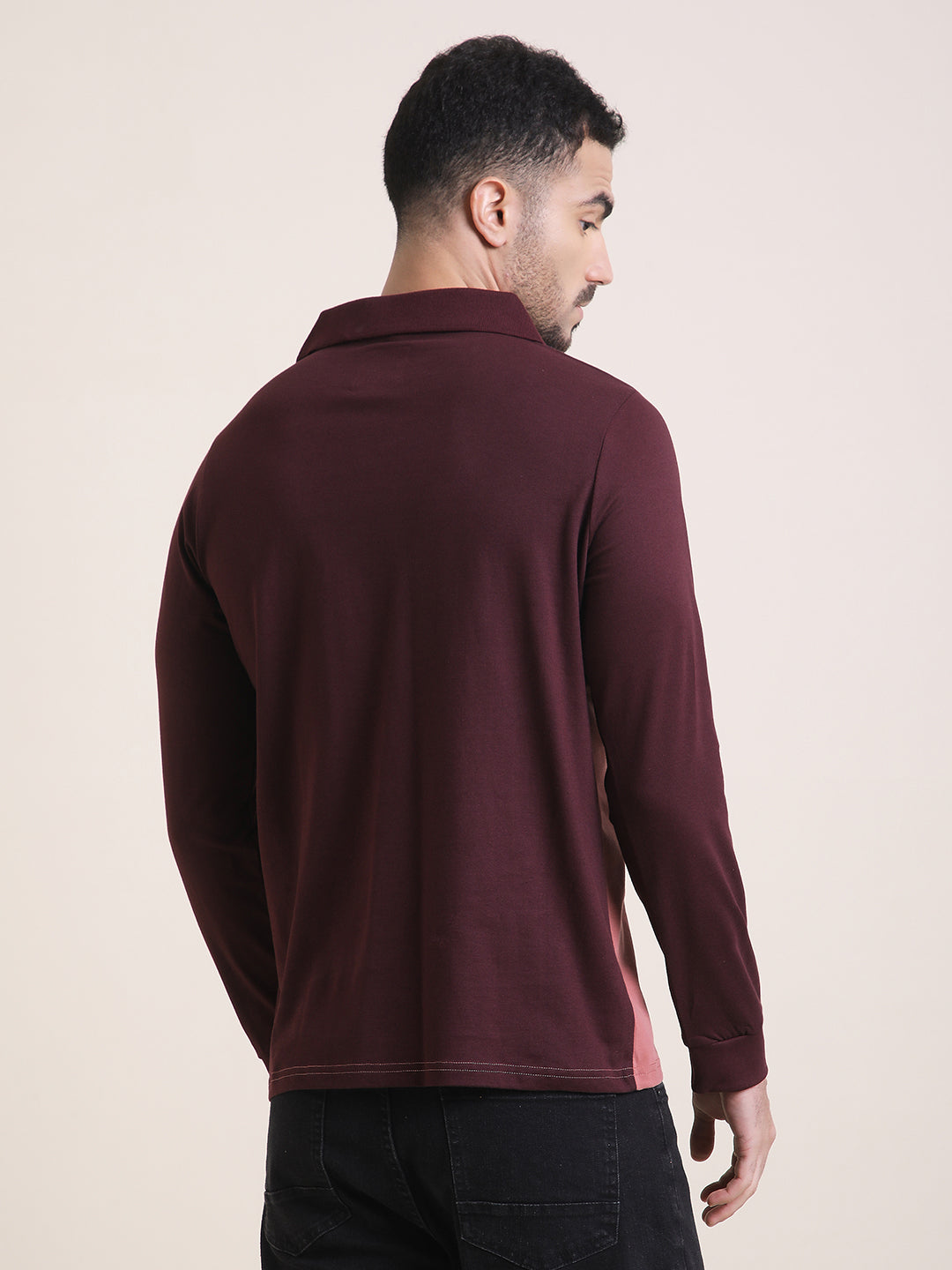 Mens Full Sleeve Polo Neck Printed Regular Fit Tshirts