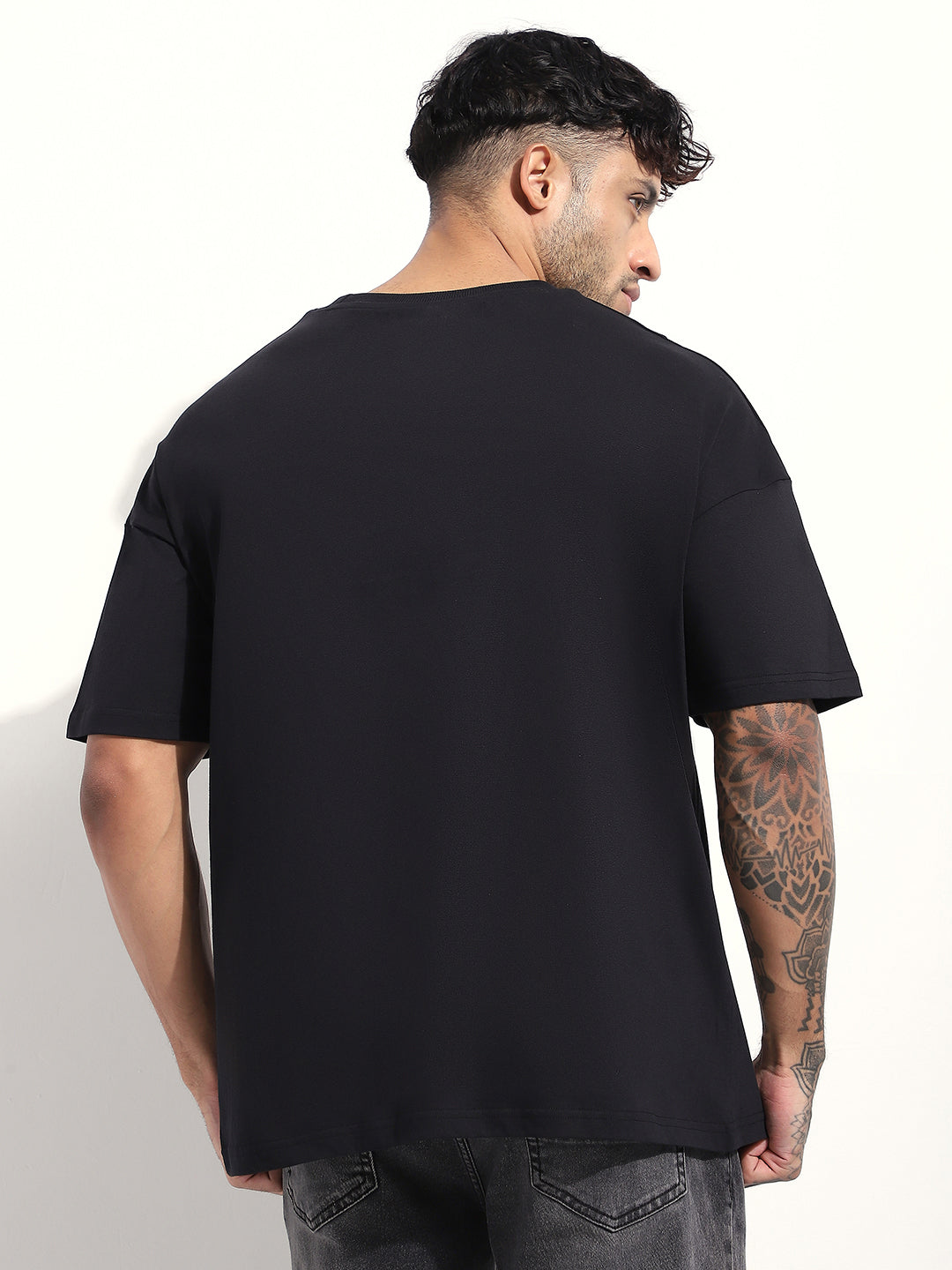 Mens Half Sleeve Drop Shoulder Printed Oversized Fit T-Shirts