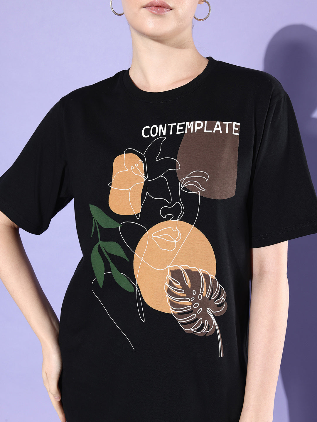 Womens Half Sleeve Round Neck Oversized Fit T-Shirts