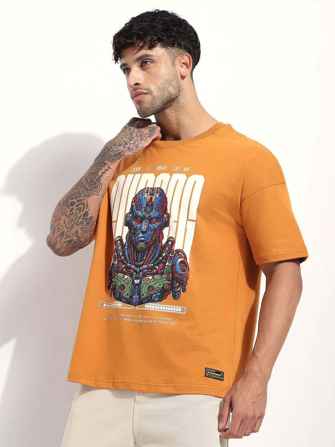 Mens Half Sleeve Drop Shoulder Printed Oversized Fit T-Shirts