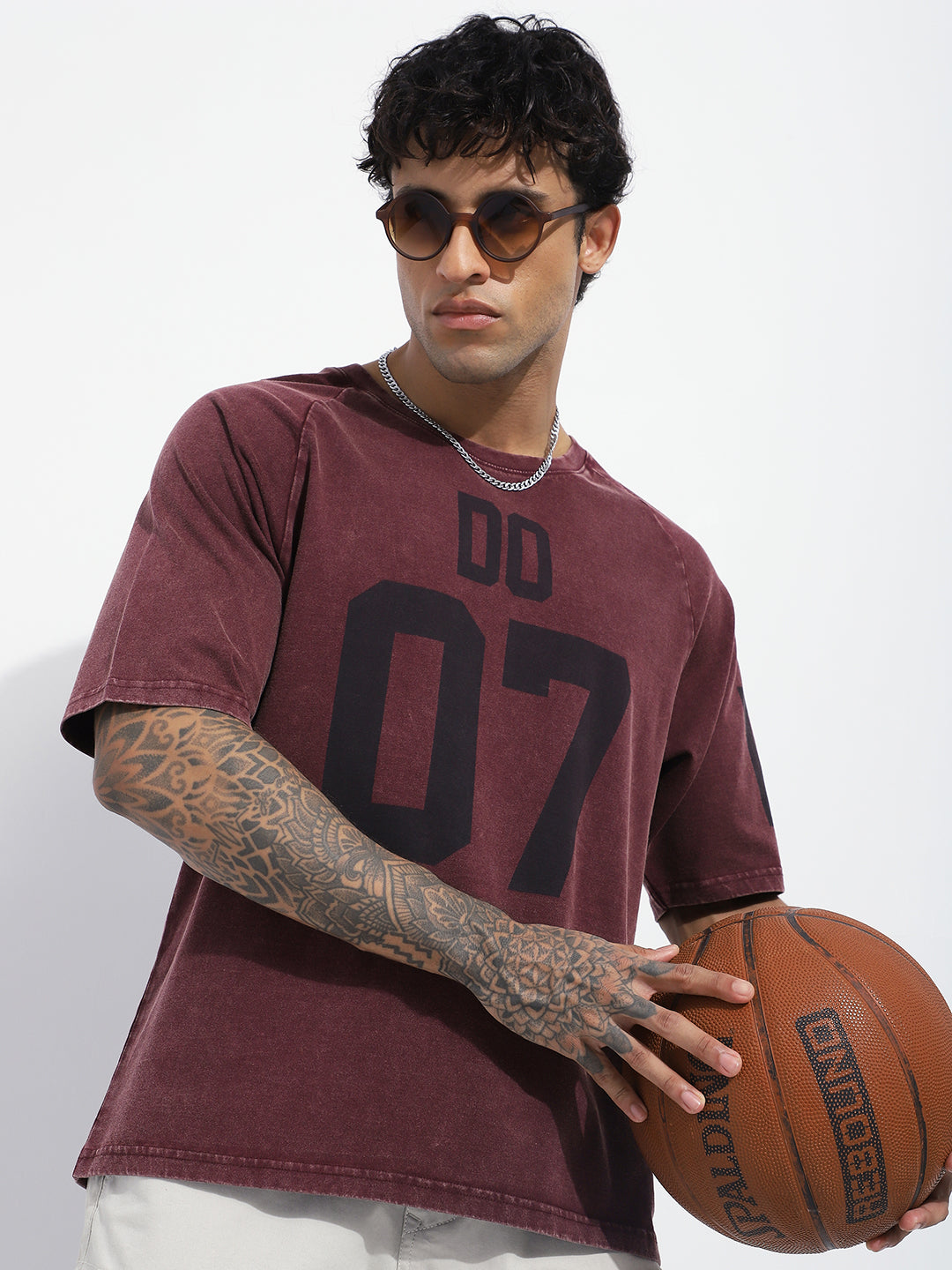 Mens Half Sleeve Round Neck Striped Oversized Fit Tshirts