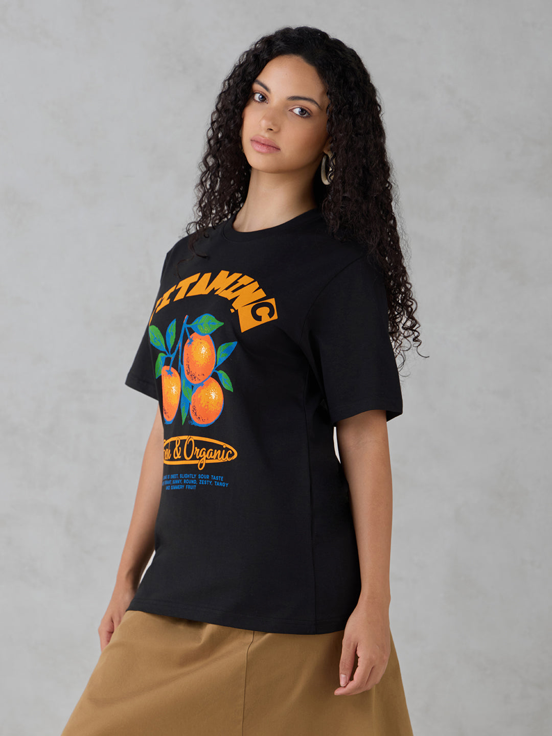 Womens Half Sleeve Printed Oversized Fit Tshirt
