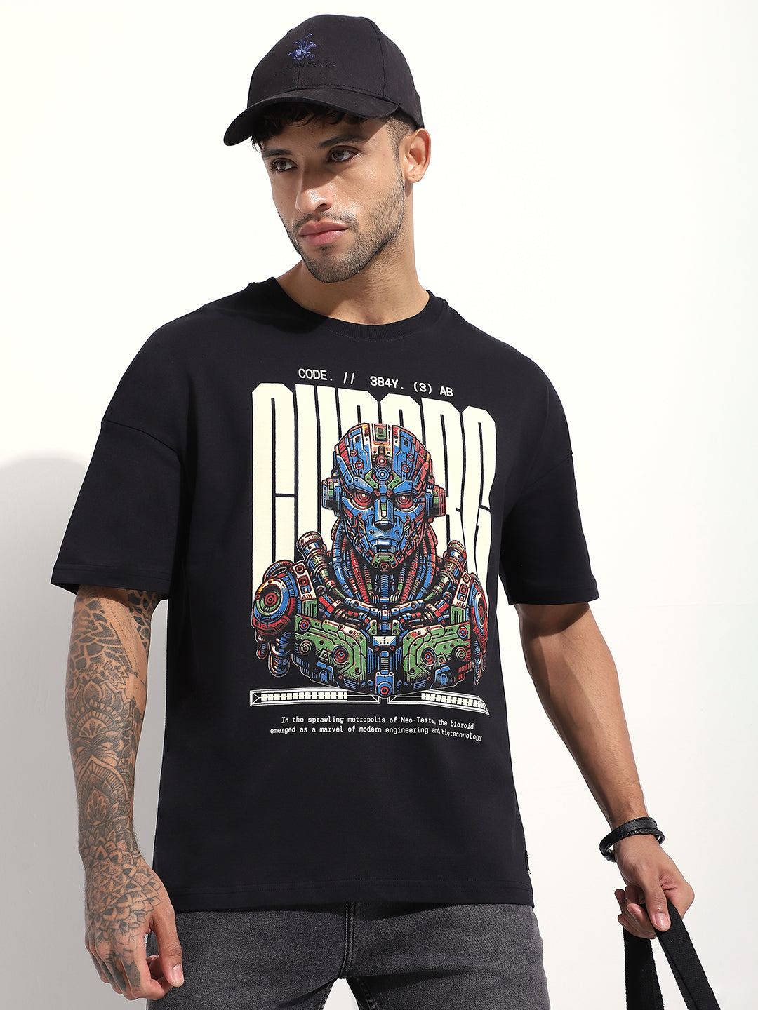 Mens Half Sleeve Drop Shoulder Printed Oversized Fit T-Shirts