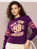Womens Full Sleeve Round Neck Printed Oversized Fit Tshirts