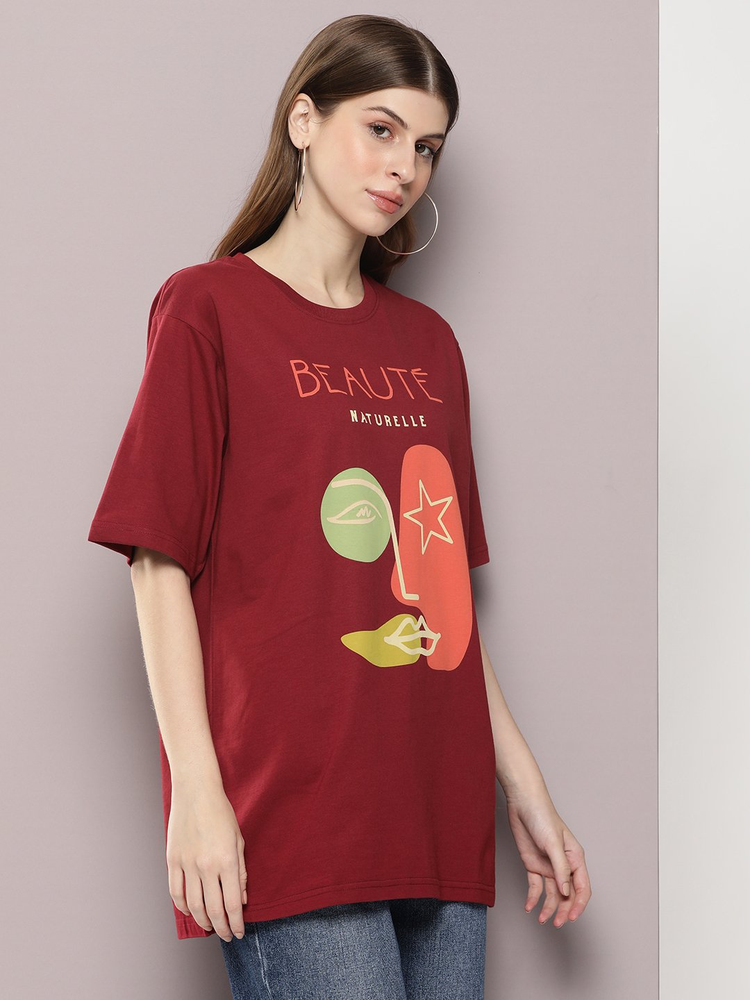 Womens Half Sleeve Round Neck Oversized Fit T-Shirts