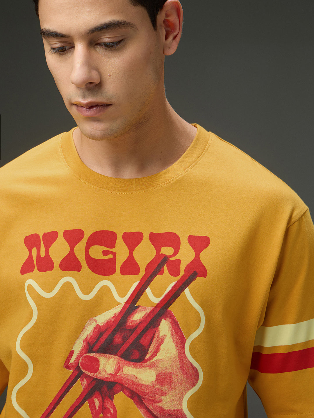 Mens Round Neck Half Sleeve Printed Oversized Fit Tshirt