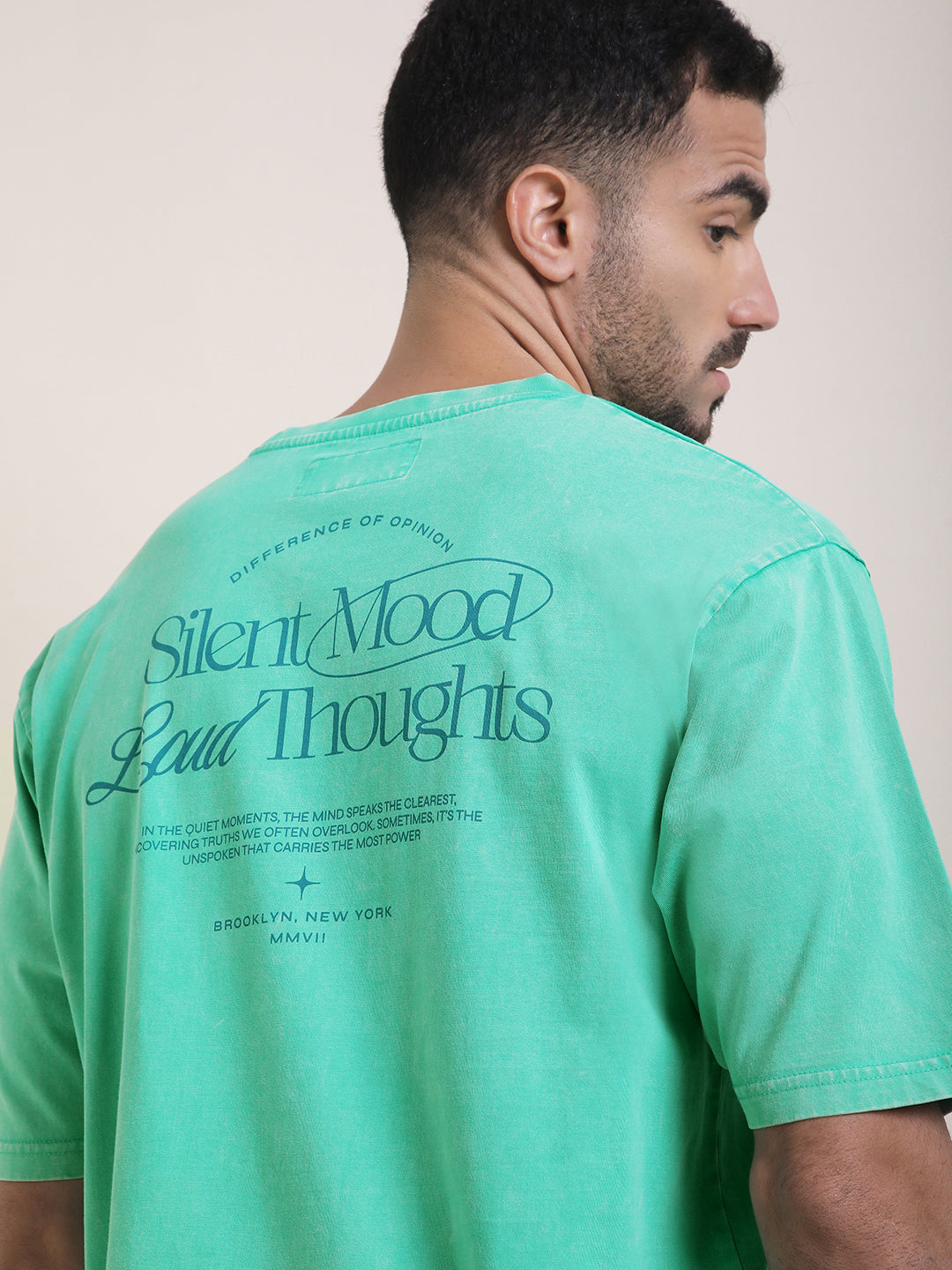 Mens Half Sleeve Round Neck Back Printed Oversized Fit Tshirts