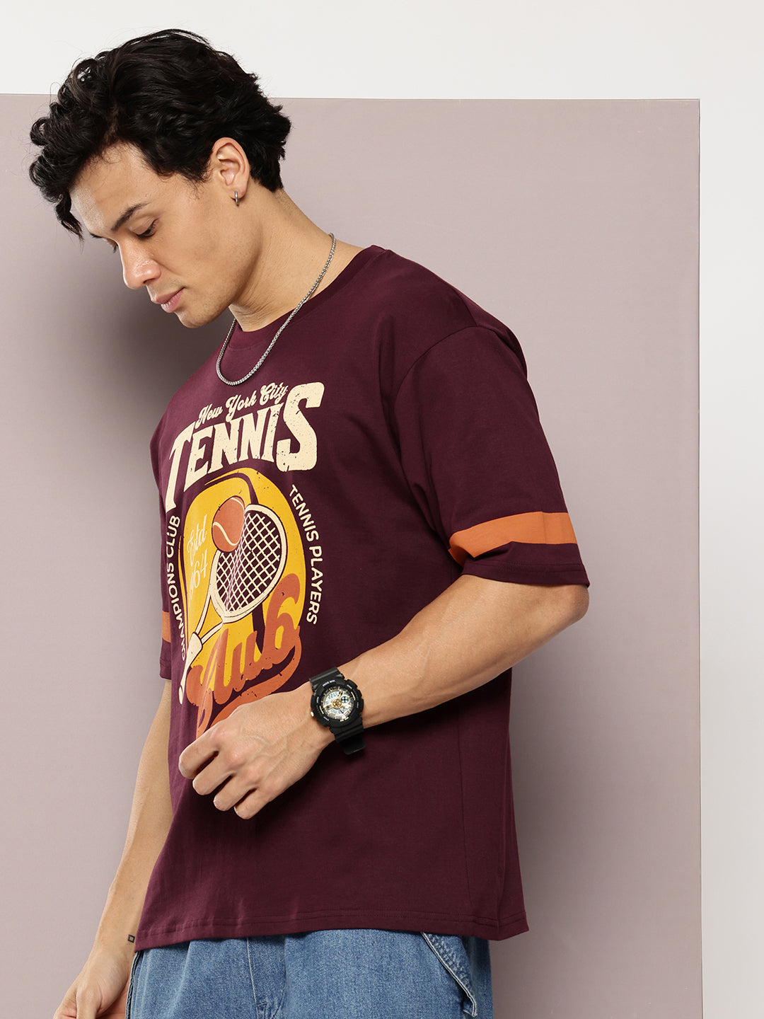 Mens Half Sleeve Round Neck Printed Oversized Fit Tshirts