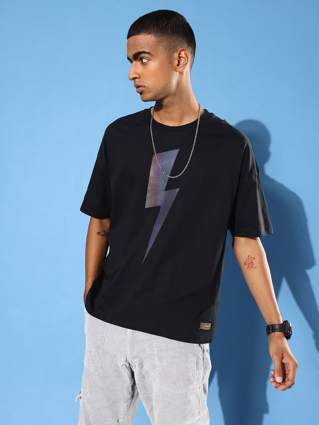 Mens Half Sleeve Drop Shoulder Printed Oversized Fit T-Shirts