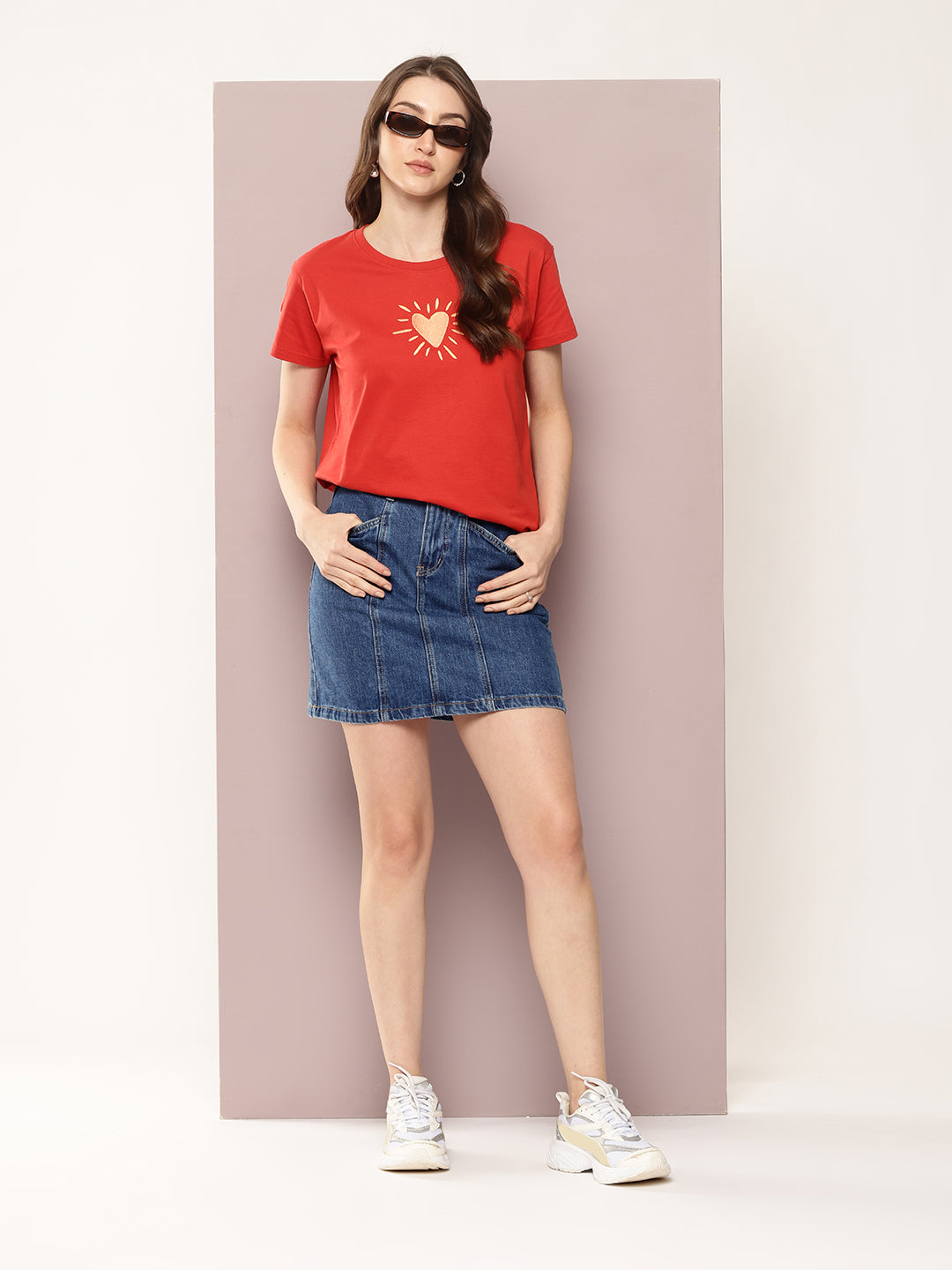 Womens Half Sleeve Round Neck Embroidered Boxy Fit Tshirts