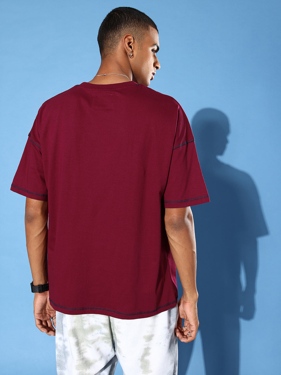 Mens Half Sleeve Drop Shoulder Plain Oversized Fit T-Shirts