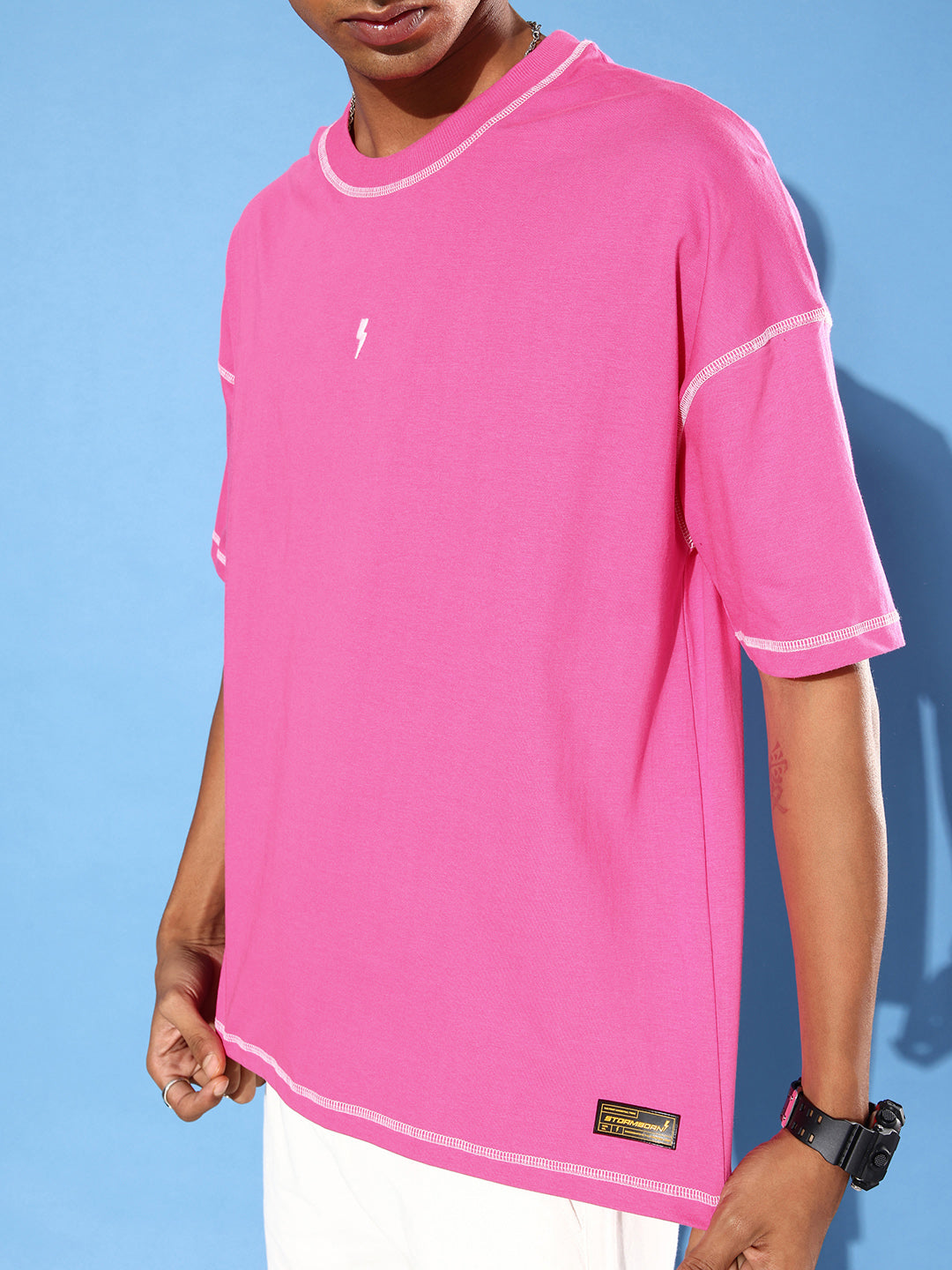 Mens Half Sleeve Drop Shoulder Plain Oversized Fit T-Shirts