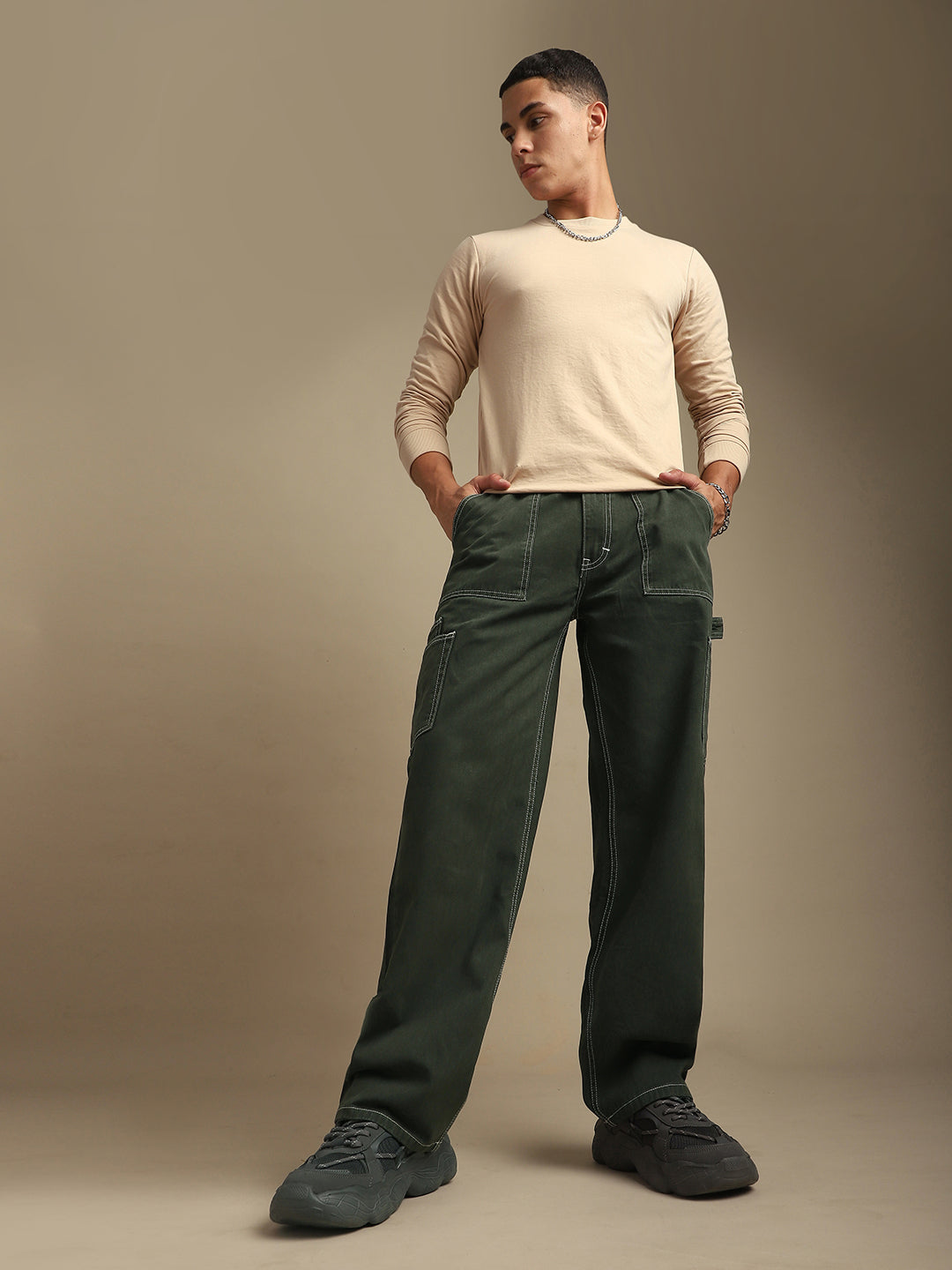 Men Plain Cargo Jeans