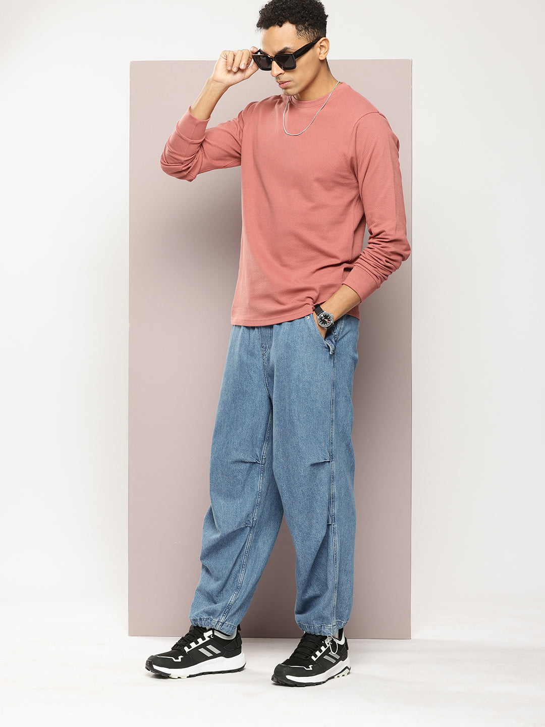 Mens Full Sleeve Round Neck Solid Regular Fit Tshirts
