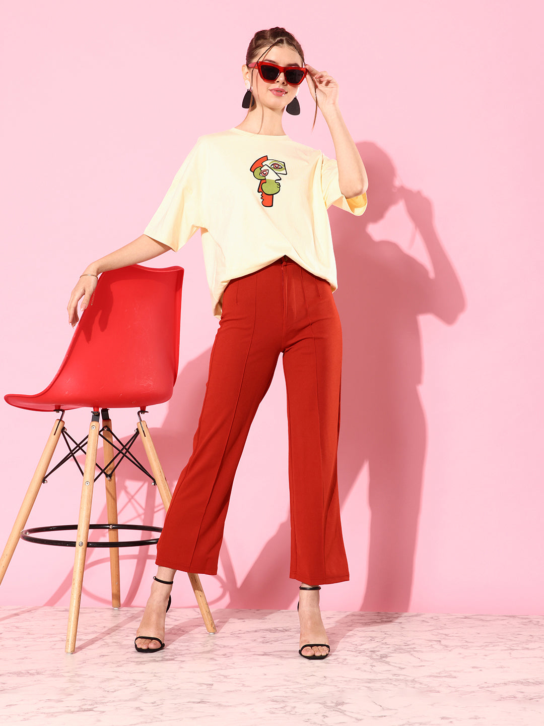Womens Half Sleeve Drop Shoulder Printed Oversized Fit T-Shirts