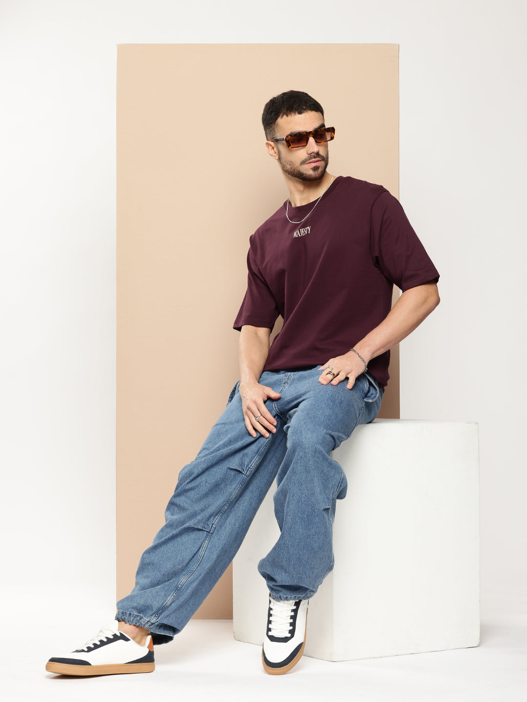 Mens Half Sleeve Round Neck Back Printed Oversized Fit Tshirts