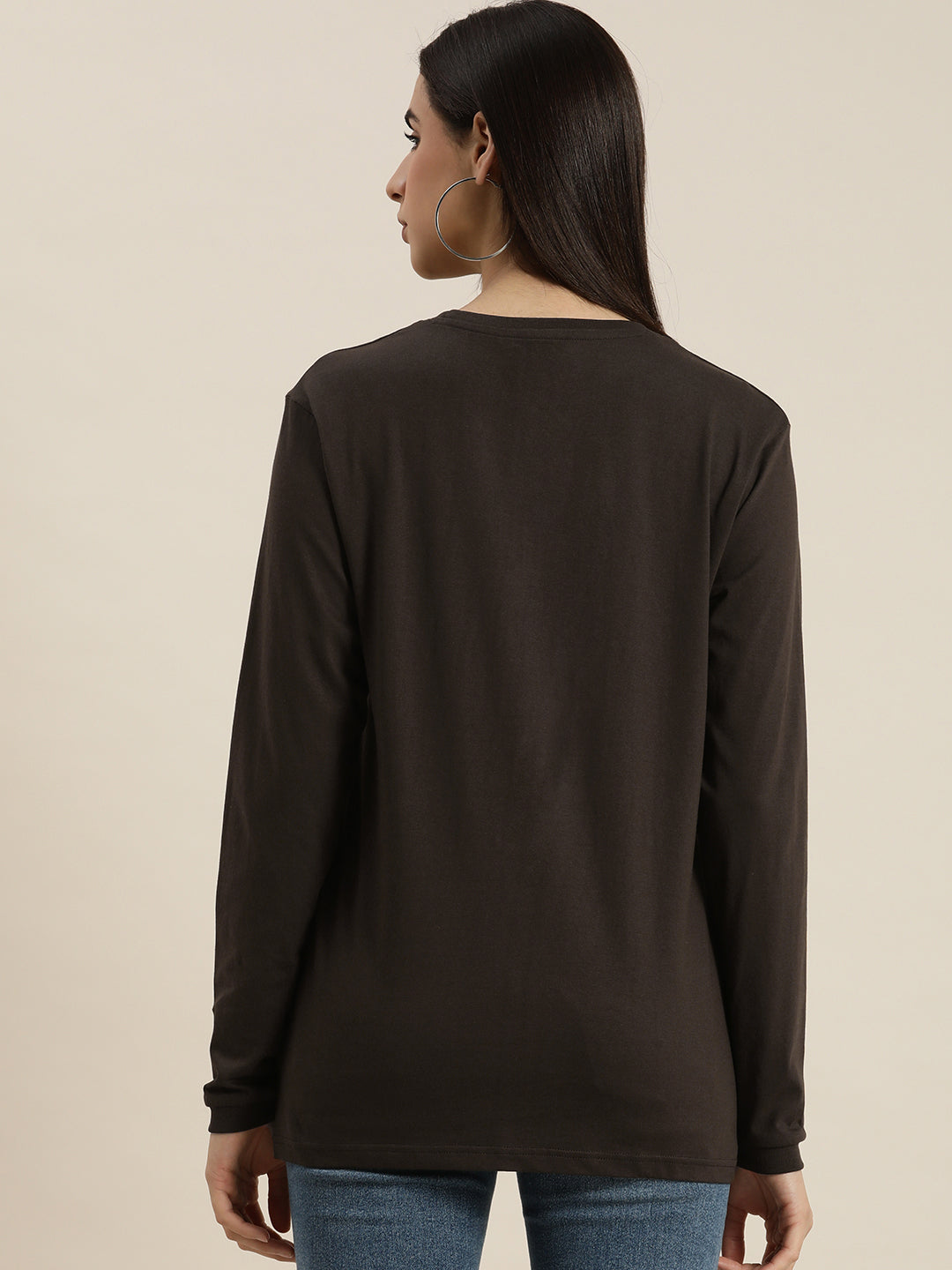 Womens Full Sleeve Round Neck Oversized Fit T-Shirts