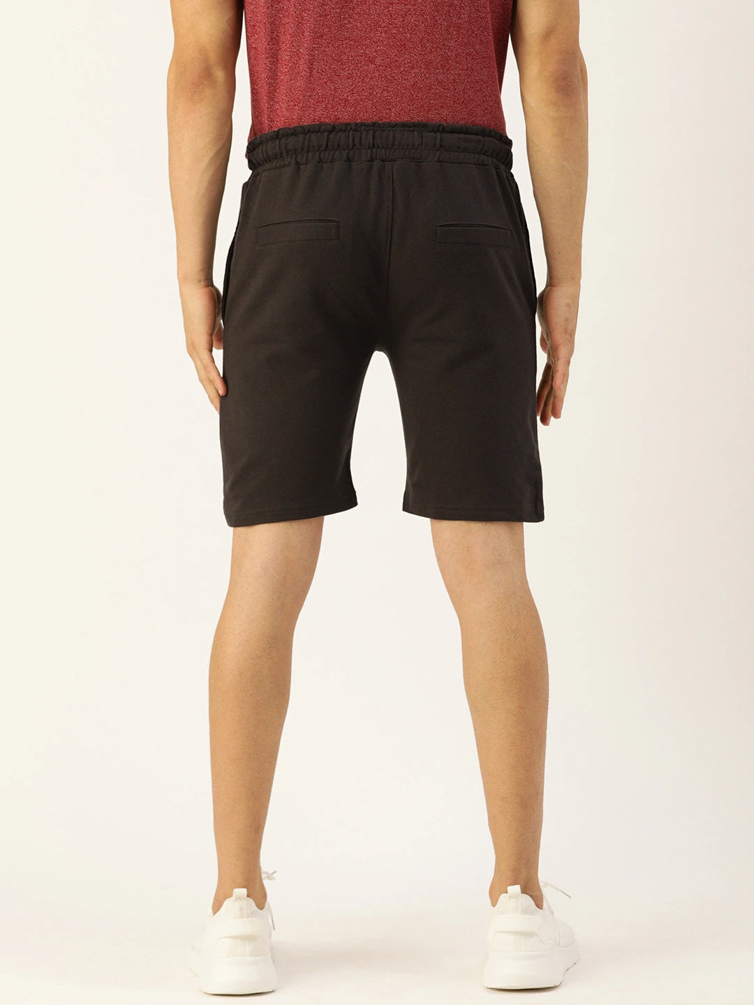 Men Grey Solid Mid-Rise Regular Shorts