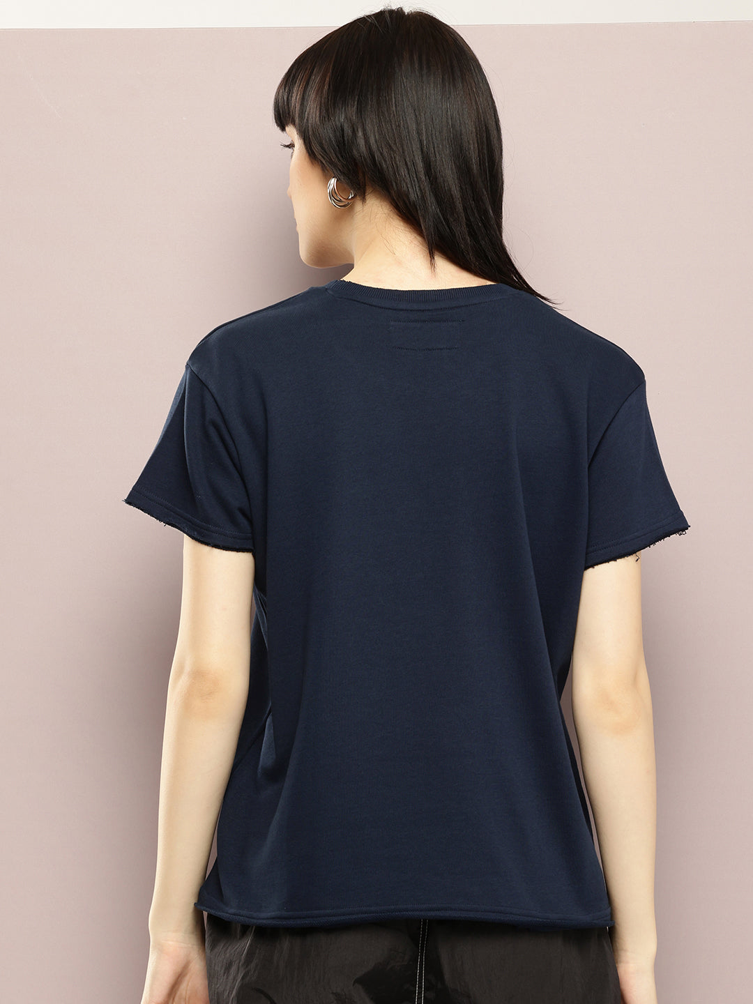 Womens Half Sleeve Round Neck Solid Boxy Fit Tshirts