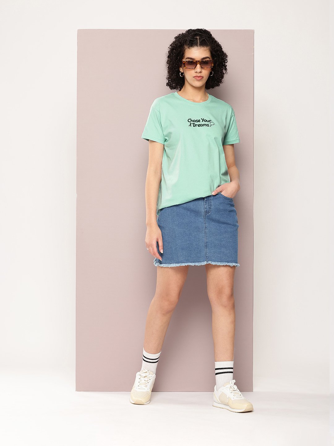 Womens Half Sleeve Round Neck Boxy Fit T-Shirts