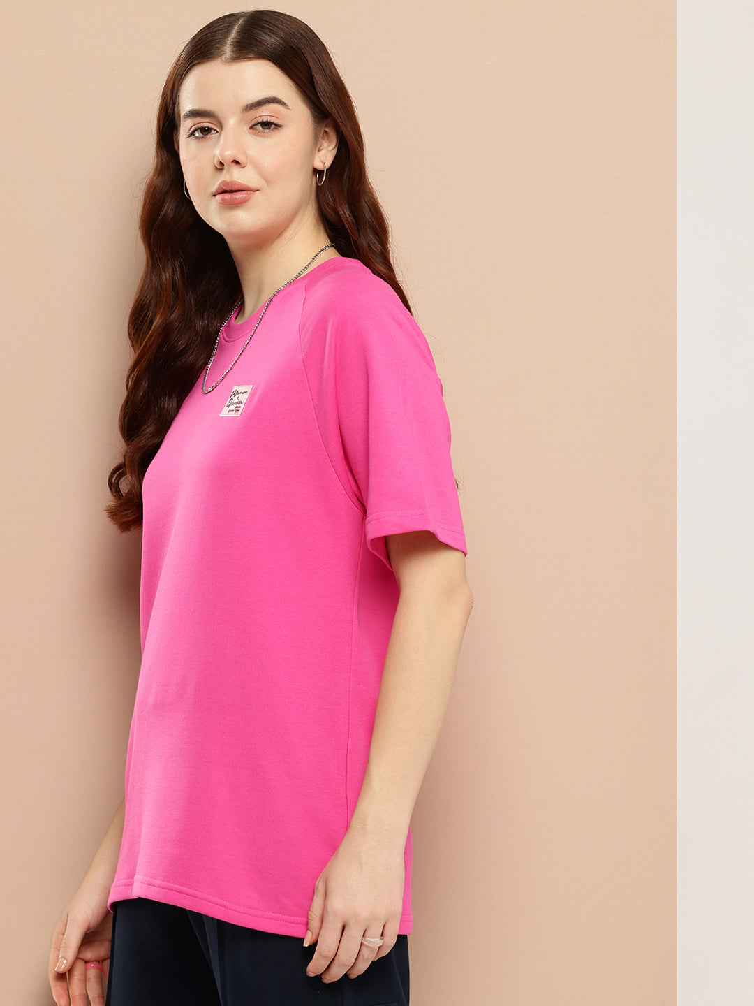 Womens Half Sleeve Round Neck Solid Oversized Fit Tshirts