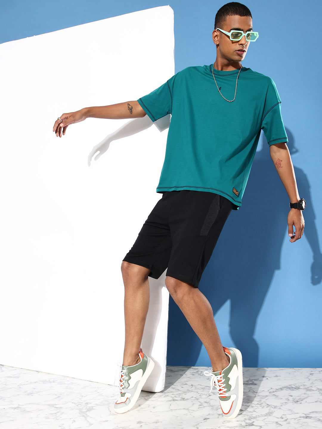 Mens Half Sleeve Drop Shoulder Plain Oversized Fit T-Shirts