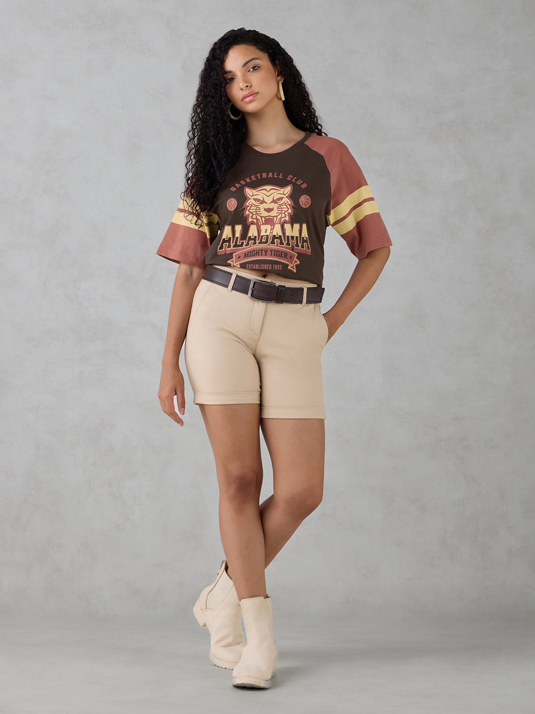 Womens Half Sleeve Printed Oversized Fit Tshirt